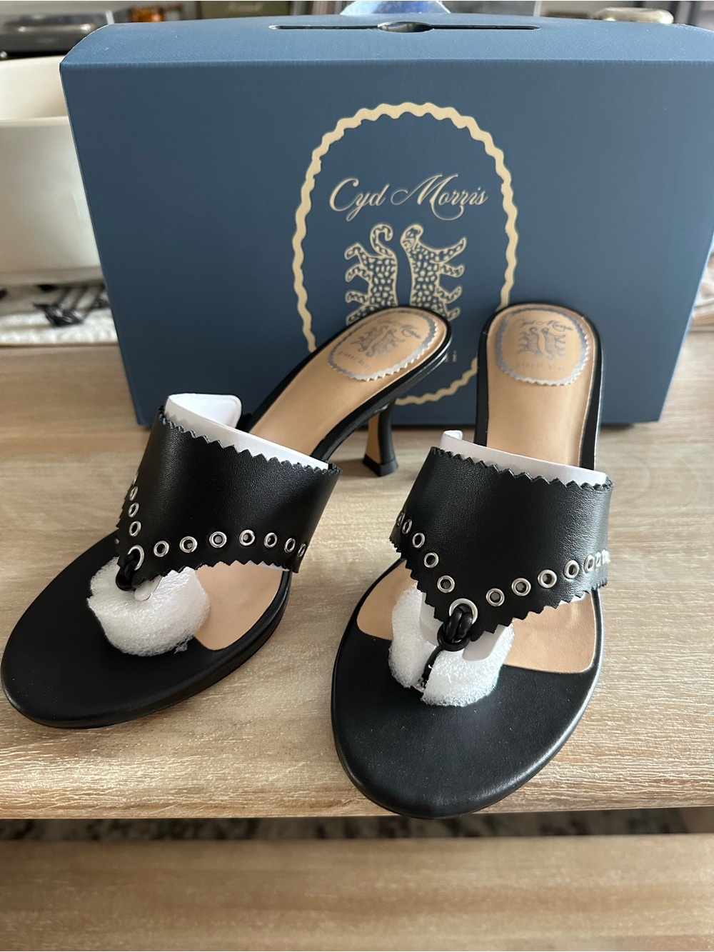 Gianni Bini x Cyd Morris The Capri Leather Eyelet Thong Dress Sandals